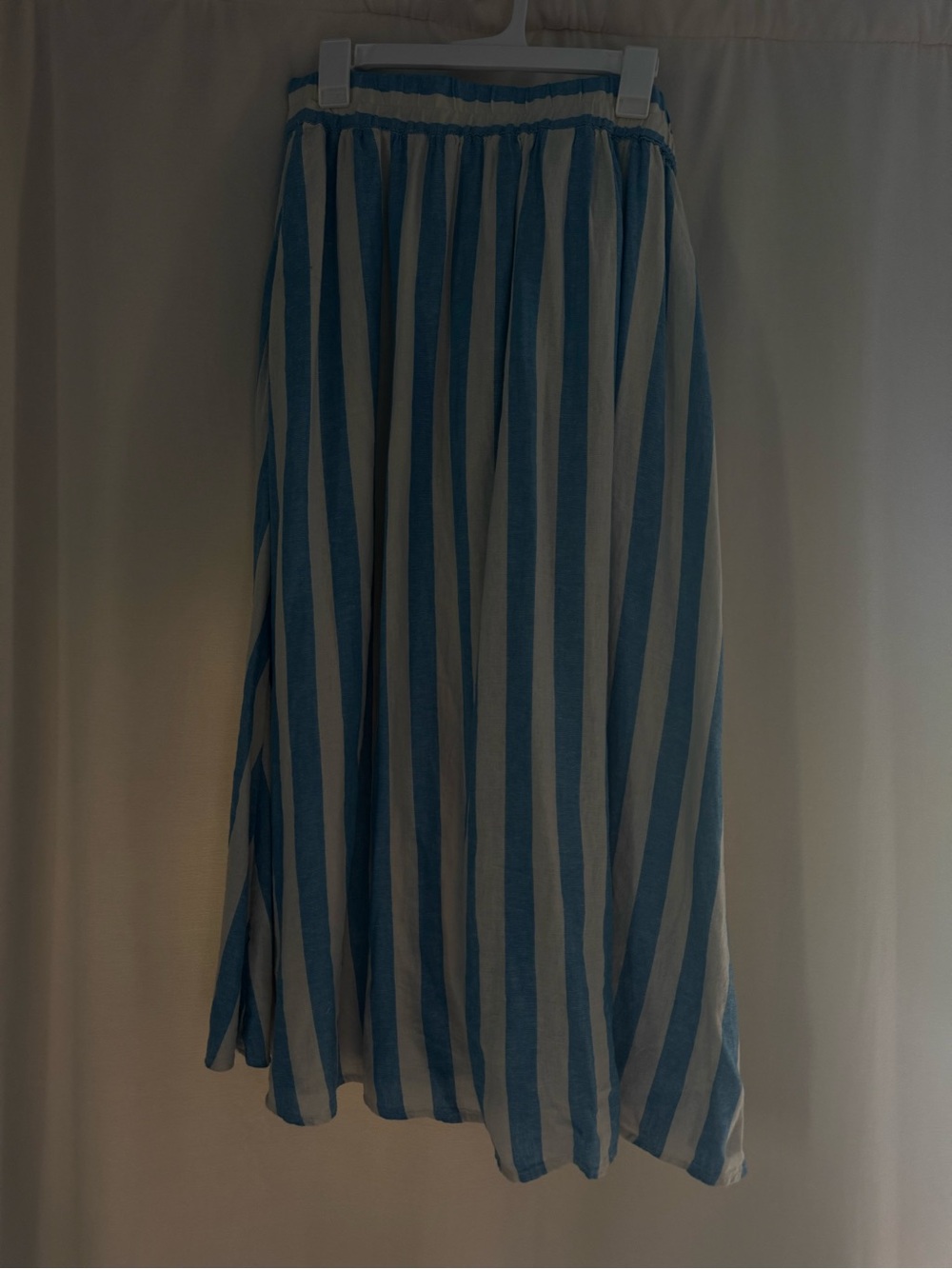 a new day Blue and White Vertical Stripe Maxi Skirt